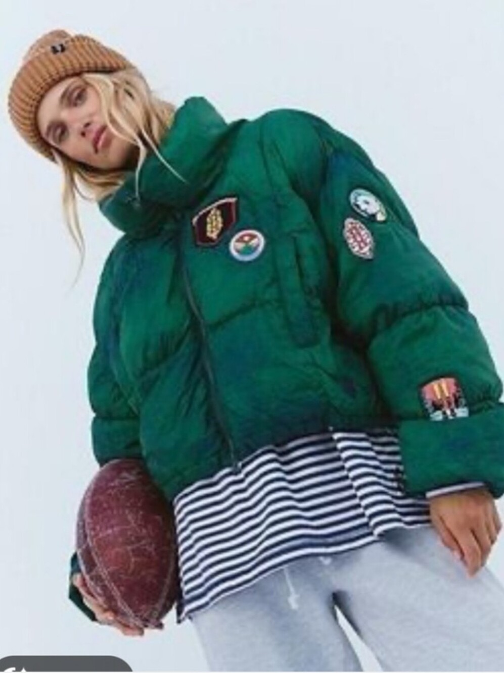 FREE PEOPLE Movement In A Bubble Patch Puffer Jacket Green SoldOut Worldwide NWT